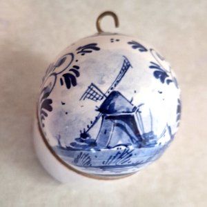 Delft Holland Windmill Handpainted Christmas 3" Ornament Signed